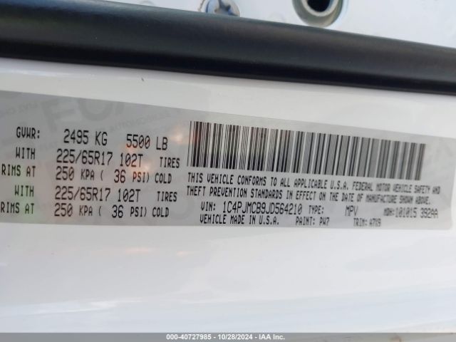 1C4PJMCB9JD564210 Jeep Cherokee Latitude 4x4