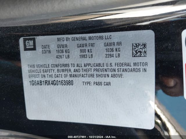 1G6AB1RX4G0163980 Cadillac Ats Luxury Collection