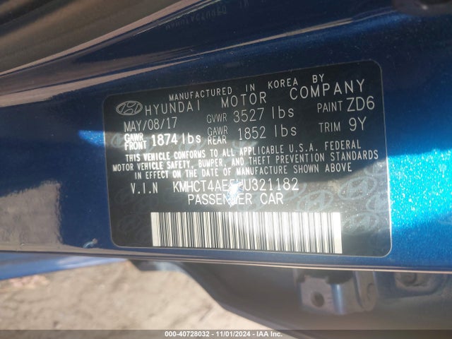Hyundai ACCENT SE 2017 KMHCT4AE5HU321182 Image 9