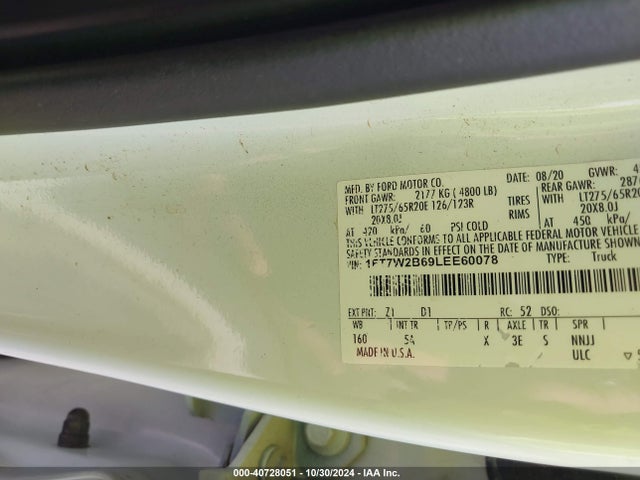 Ford F-250 Lariat 2020 1FT7W2B69LEE60078 Image 9