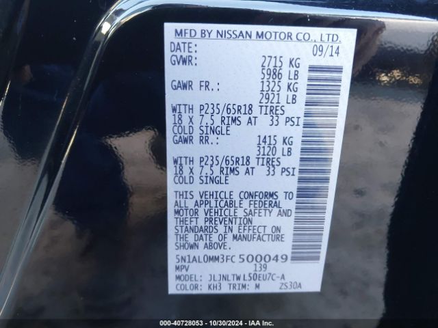 5N1AL0MM3FC500049 Infiniti QX60