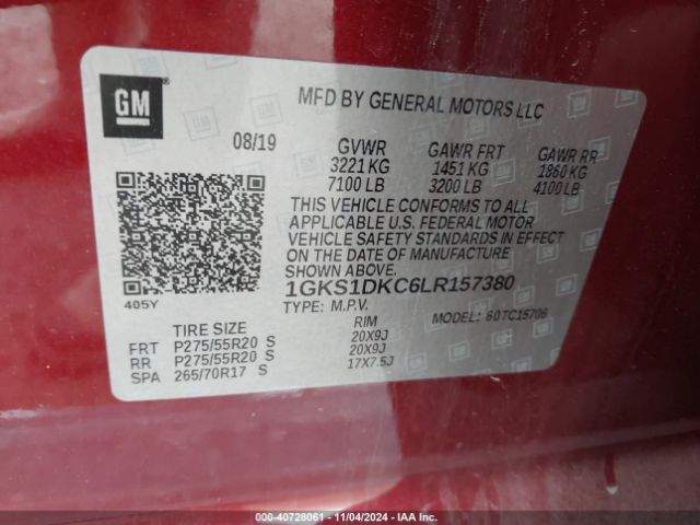 1GKS1DKC6LR157380 GMC Yukon 2wd Slt Standard Edition