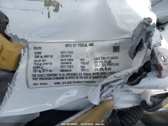 5YJ3E1EA6LF706224 Tesla Model 3 Standard Range Plus Rear-wheel Drive/standard Range Rear-wheel Drive