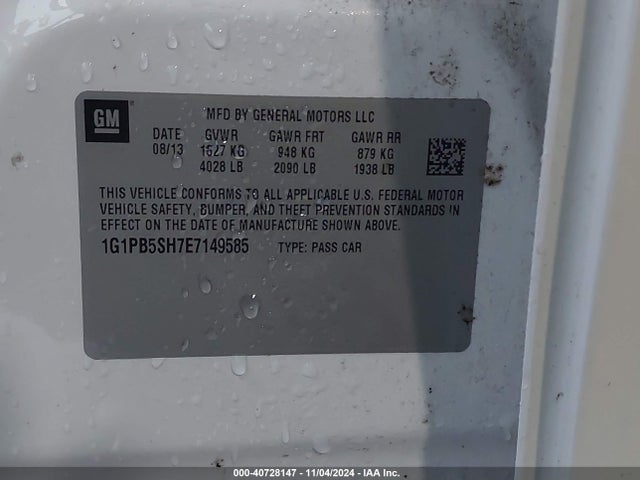 Chevrolet Cruze Ls Manual 2014 1G1PB5SH7E7149585 Image 9