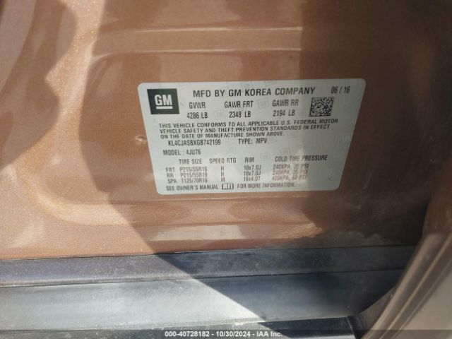 KL4CJASBXGB742199 Buick Encore