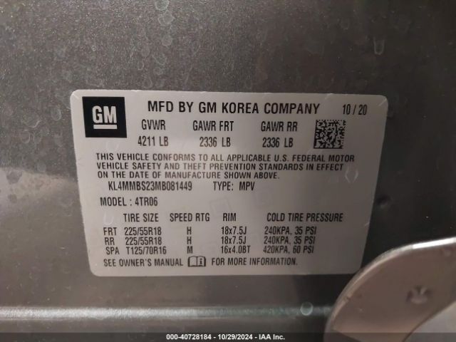 KL4MMBS23MB081449 Buick Encore Gx Fwd Preferred