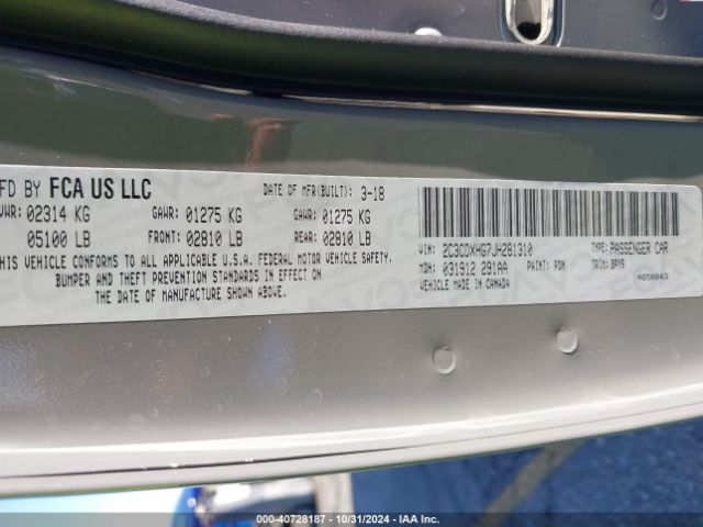 2C3CDXHG7JH281310 Dodge Charger Sxt Plus Rwd