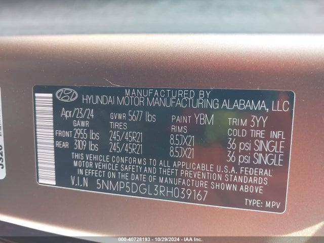 Hyundai Santa Fe Calligraphy 2024 5NMP5DGL3RH039167 Image 9