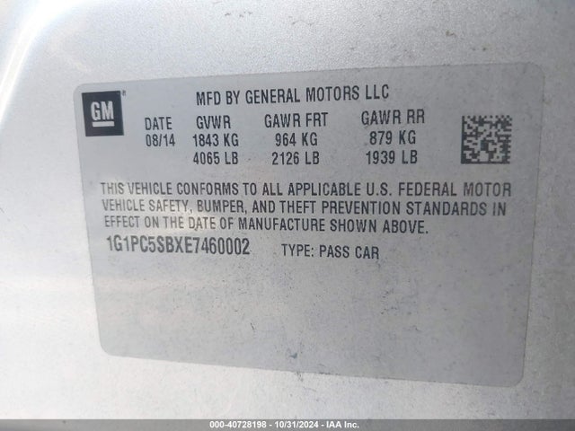 Chevrolet Cruze 1lt Auto 2014 1G1PC5SBXE7460002 Image 9