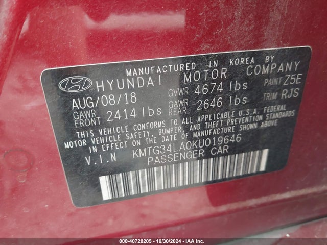 KMTG34LA0KU019646 Genesis G70 2.0t Advanced