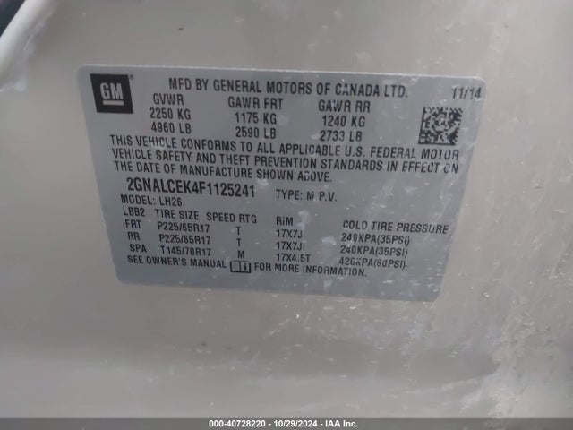 Chevrolet Equinox 2lt 2015 2GNALCEK4F1125241 Image 9