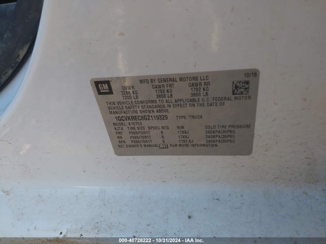 Chevrolet Silverado 1500 1lt 2016 1GCVKREC8GZ119329 Image 9