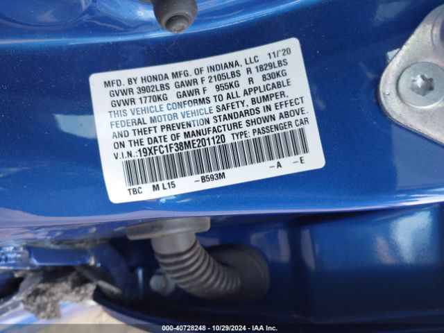 19XFC1F38ME201120 Honda CIVIC EX