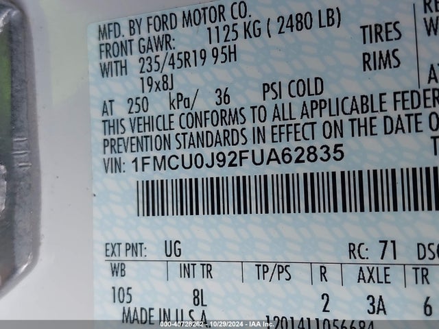 Ford Escape Titanium 2015 1FMCU0J92FUA62835 Image 9