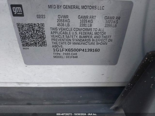 1G1FX6S00P4139160 Chevrolet Bolt Ev Fwd 2lt