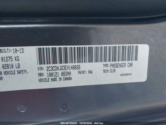 2C3CDXJG3EH148026 Dodge Charger Sxt Plus