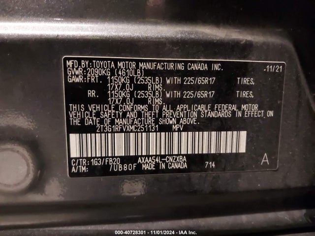 Toyota RAV4 LE 2021 2T3G1RFVXMC251131 Image 9