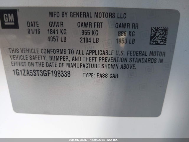 1G1ZA5ST3GF198338 Chevrolet Malibu L