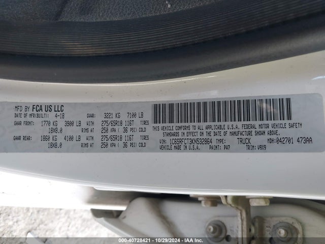 RAM 1500 Tradesman  4x4 6'4 Box 2019 1C6SRFCT3KN532864 Image 9