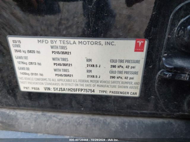 5YJSA1H26FFP75754 Tesla Model S 70d/85d/p85d