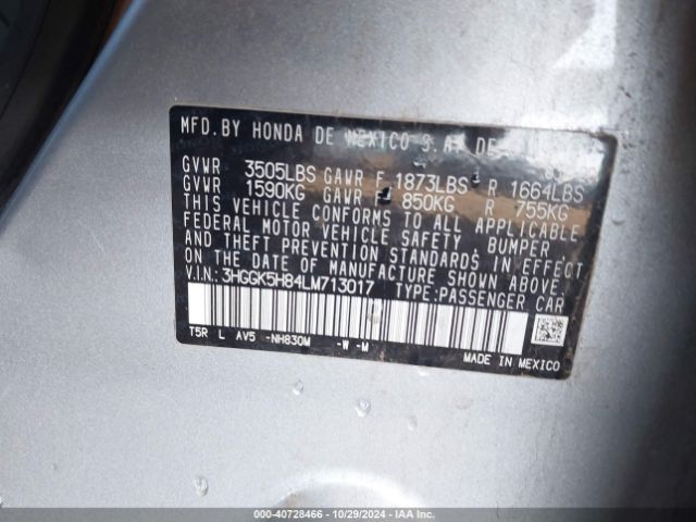 3HGGK5H84LM713017 Honda FIT EX