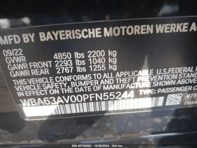WBA63AV00PFN55244 BMW 430i Gran Coupe