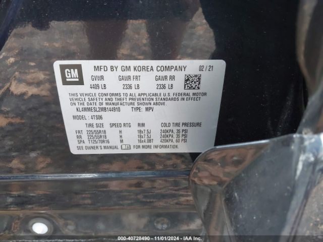 KL4MMESL2MB144910 Buick Encore Gx Awd Select