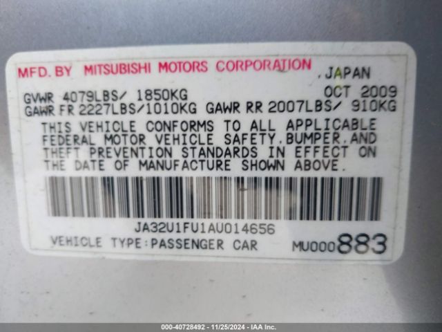 2010 MITSUBISHI LANCER JA32U1FU1AU014656 Photo 8