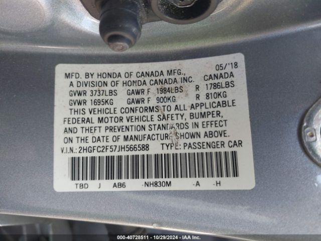 2HGFC2F57JH566588 Honda Civic Lx