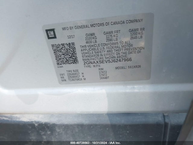Chevrolet EQUINOX LT 2018 2GNAXSEV5J6247966 Image 9