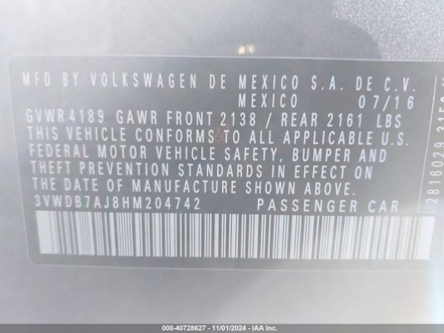 3VWDB7AJ8HM204742 Volkswagen Jetta 1.4t Se