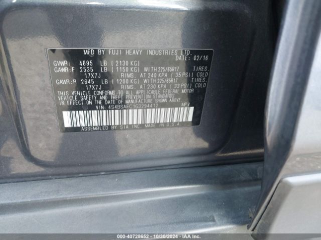 4S4BSAFC1G3294412 Subaru Outback 2.5i Premium
