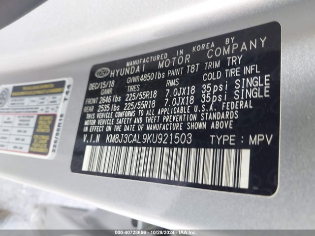 Hyundai Tucson Ultimate 2019 KM8J3CAL9KU921503 Image 9
