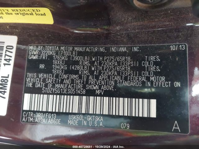 5TDZY5G13ES051458 Toyota Sequoia Sr5