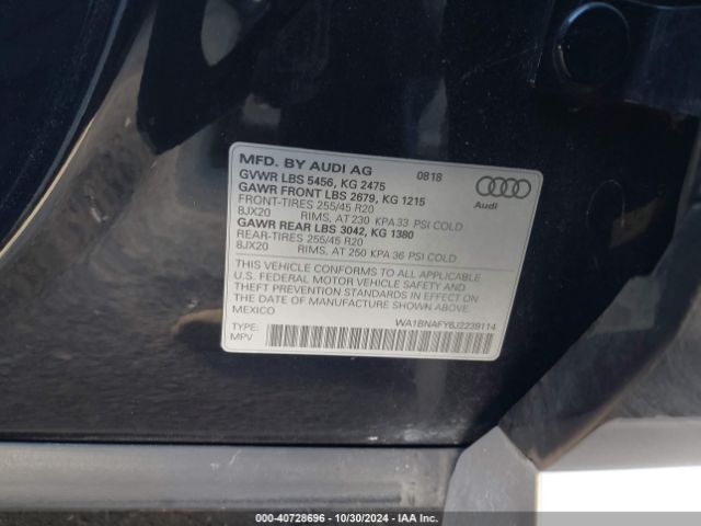 WA1BNAFY6J2239114 Audi Q5 2.0t Premium/2.0t Tech Premium