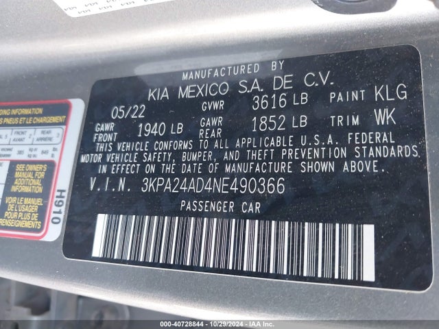 KIA RIO S 2022 3KPA24AD4NE490366 Image 9