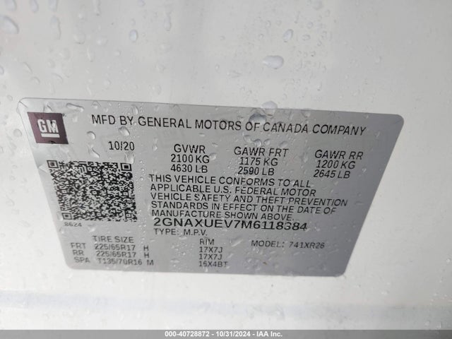 Chevrolet Equinox Awd Lt 2021 2GNAXUEV7M6118384 Image 9