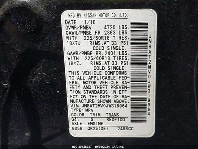 Nissan Rogue Sl 2018 JN8AT2MV0JW319964 Image 9