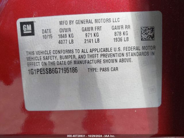 1G1PE5SB6G7195186 Chevrolet Cruze Limited 1lt Auto