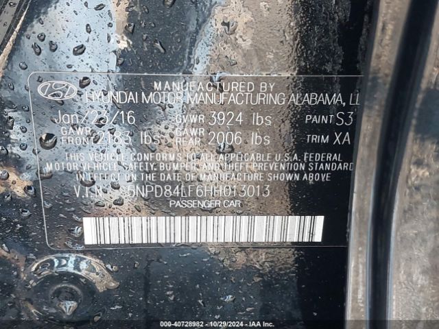 5NPD84LF6HH013013 Hyundai Elantra Limited
