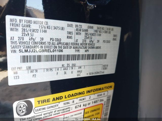 5LMJJ2LG9REL01106 Lincoln Navigator Reserve
