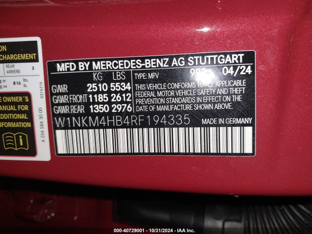 Aukcja sprzedaży 2024 Mercedes-benz Glc 300 4matic Suv, vin: W1NKM4HB4RF194335, numer aukcji: 40729001