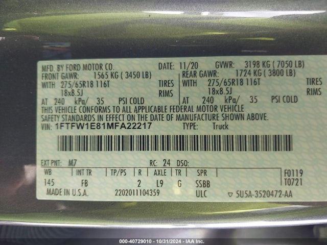 Ford F-150 Xlt 2021 1FTFW1E81MFA22217 Image 9