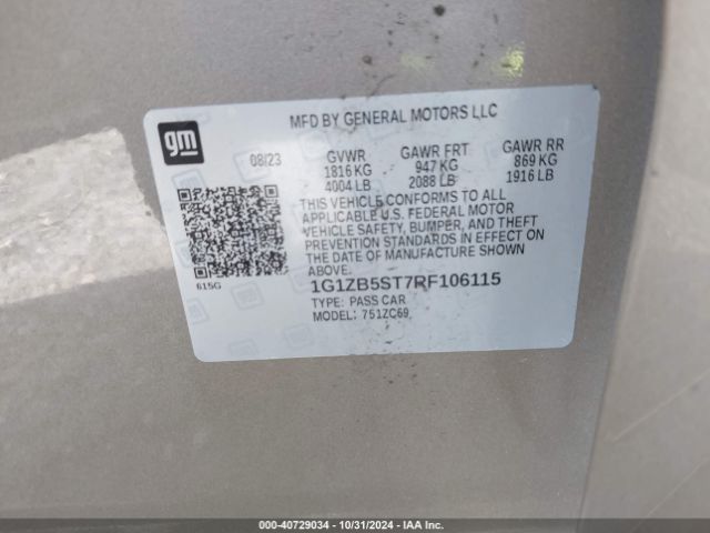 1G1ZB5ST7RF106115 Chevrolet Malibu Fwd Ls