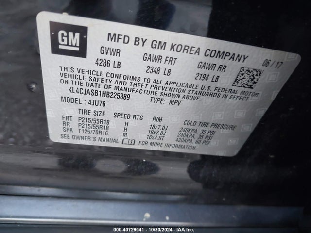 Buick Encore Preferred 2017 KL4CJASB1HB225889 Image 9