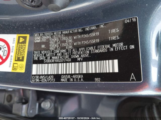 5TDDCRFHXGS017468 Toyota Highlander Hybrid Limited
