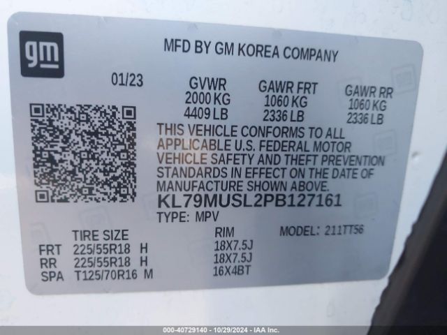 KL79MUSL2PB127161 Chevrolet Trailblazer Awd Rs