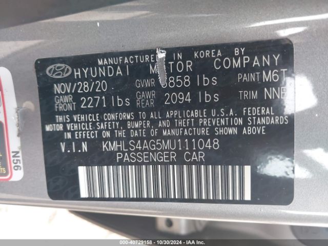 KMHLS4AG5MU111048 Hyundai ELANTRA SEL