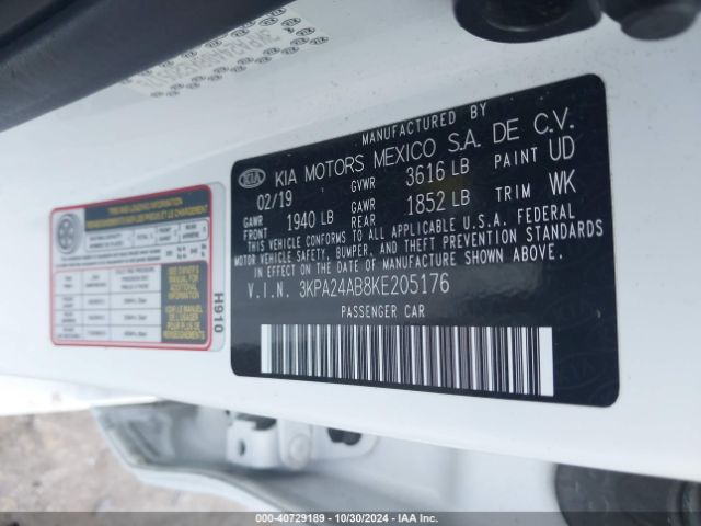 3KPA24AB8KE205176 KIA RIO S