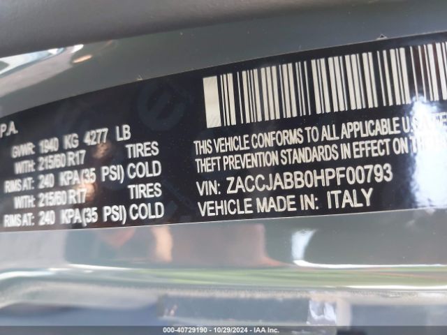 ZACCJABB0HPF00793 Jeep Renegade Latitude Fwd